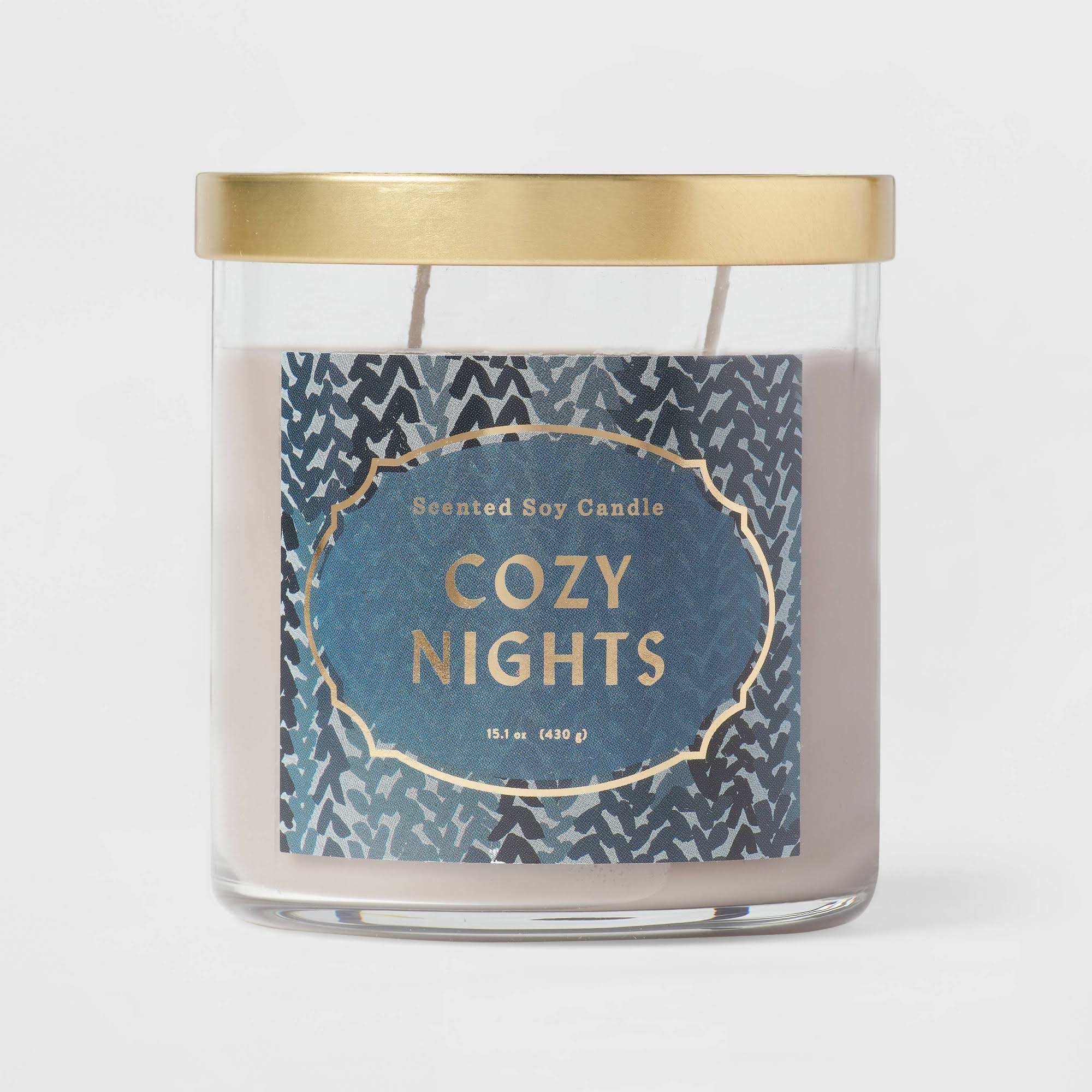 d1a69f960619a77aa485e6c5c756df38caabbd09ebe9af217eaf6e36f1d99170.jpg 15.1oz Lidded Glass Jar 2-Wick Candle Cozy Nights - Opalhouse - Image 1
