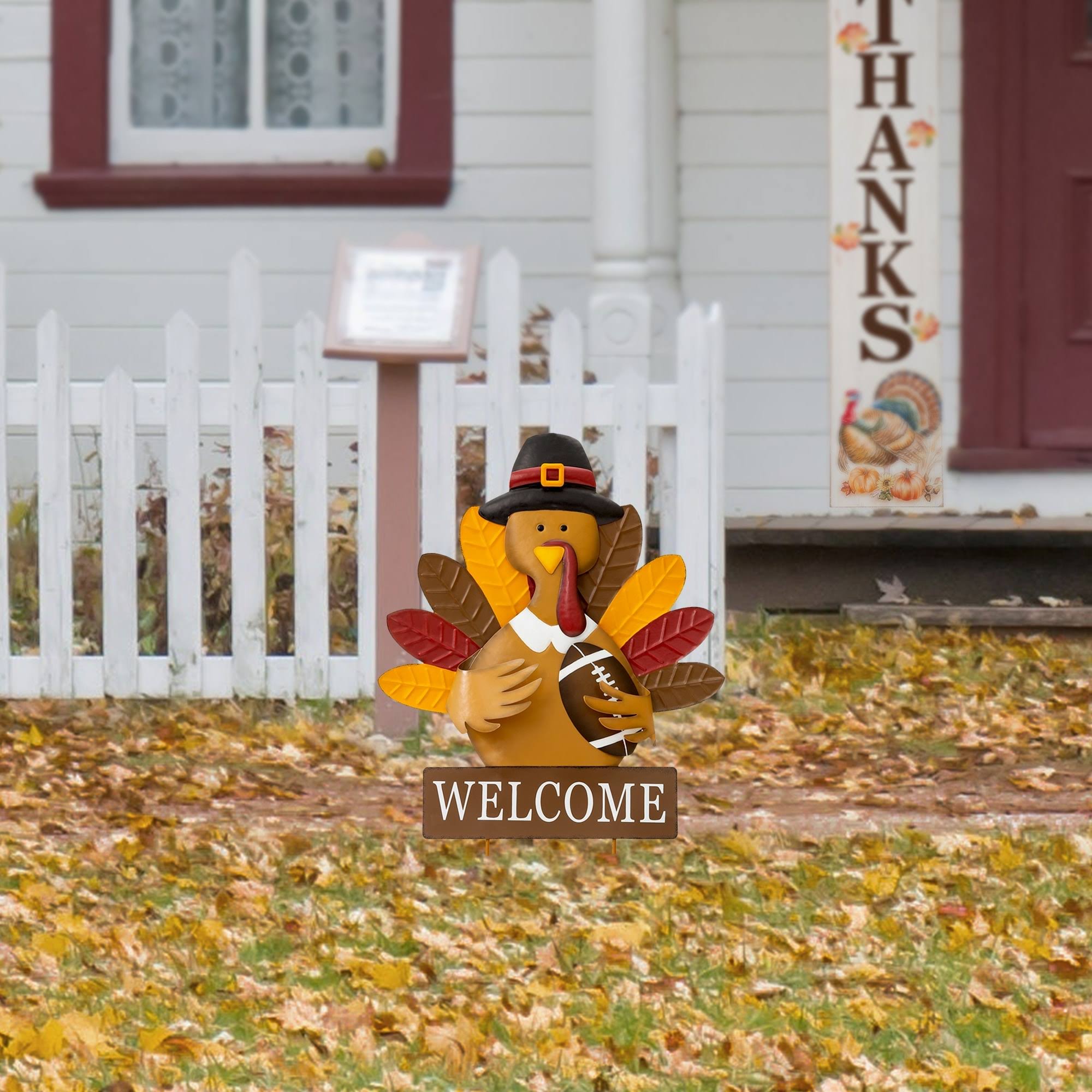 d1d374b5906238247d088deb89d383a61fcfd6650e2d0b4ab0143537b1ba760a.jpg Glitzhome 30in. H Thanksgiving Metal Turkey Yard Stake /Hanging Decor - Image 1