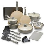GreenLife Soft Grip Absolutely Toxin-Free Healthy Ceramic Non-stick Cookware Set, 18-Piece Set, Grey