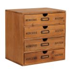 Willcome Wooden Storage Box with Drawers Portable Desktop Cabinet Organizer for Home Office Counter Craft Decor (with 4 drawer)