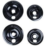 Certified Appliance Accessories 50002-b Black Porcelain Style B 2 Large 8 inch & 2 Small 6 inch Replacement Drip Bowls for GE & Hotpoint Electric