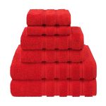 American Soft Linen 6 Piece Turkish Cotton Bath Towel Set - Red