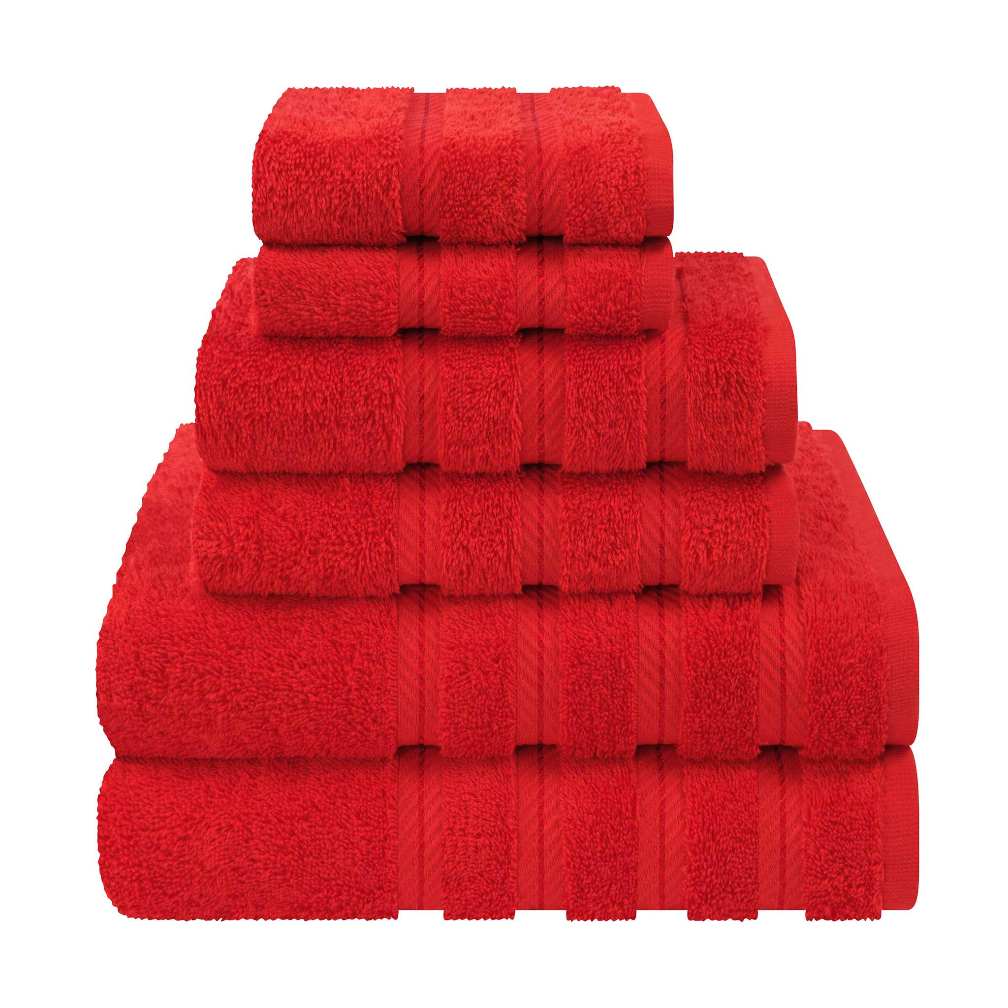 d204b207b4a679b20043414e17e84456b45b402570824cd665bbcc39df3ffb37.jpg American Soft Linen 6 Piece Turkish Cotton Bath Towel Set - Red - Image 1