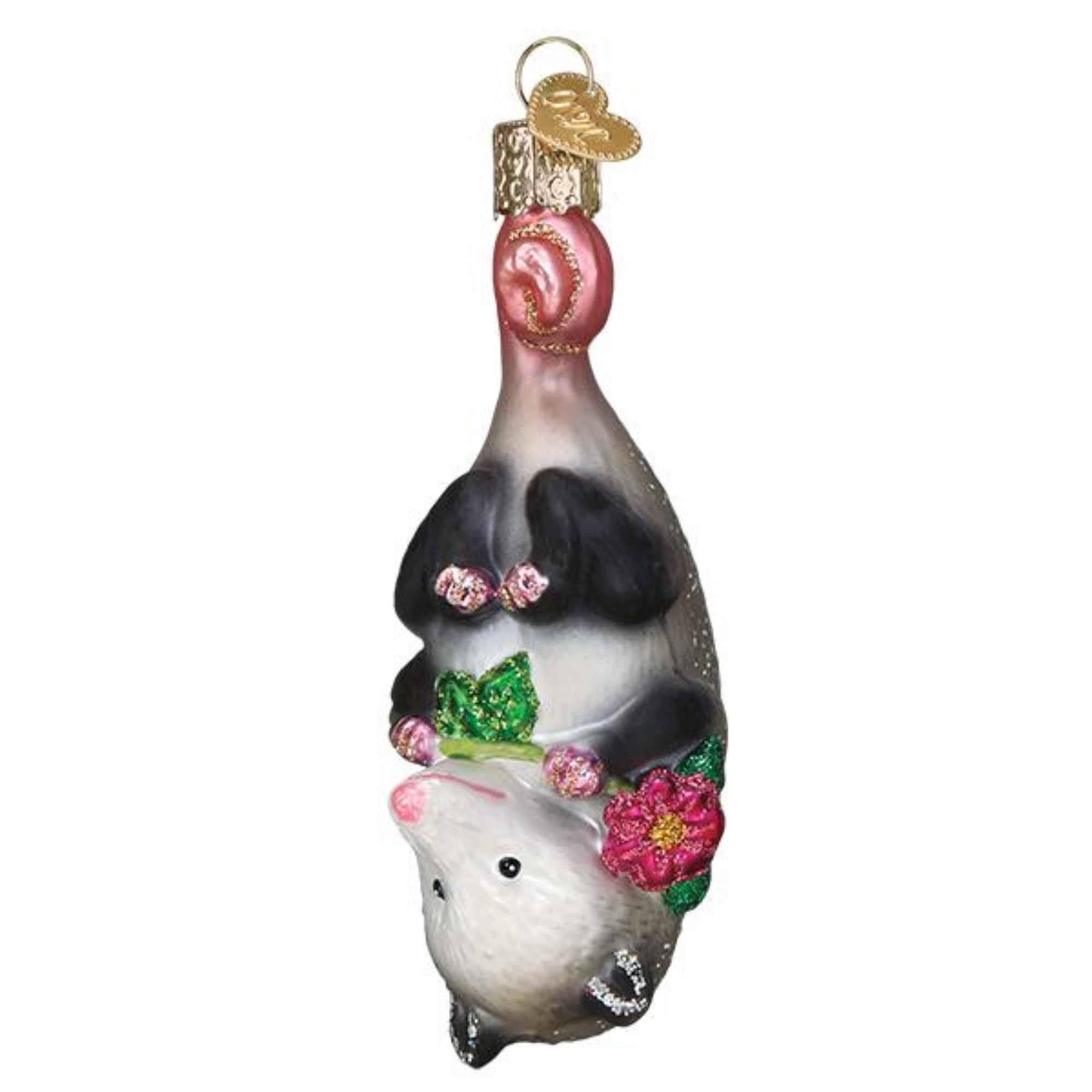 d210be914b390f9e67d4804a68a7910f1159f6aa61ec2e0af30931088cef7d67.jpg Old World Christmas Blown Glass Ornament - Blossom Opossum - Image 1