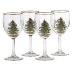 Spode Christmas Tree Set of 4 Wine Glasses