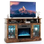 48" Electric Fireplace TV Stand for TVs up to 55", Media Entertainment Center w/ 18" Fireplace, 16-Color LED Lights, Adjustable Shelves