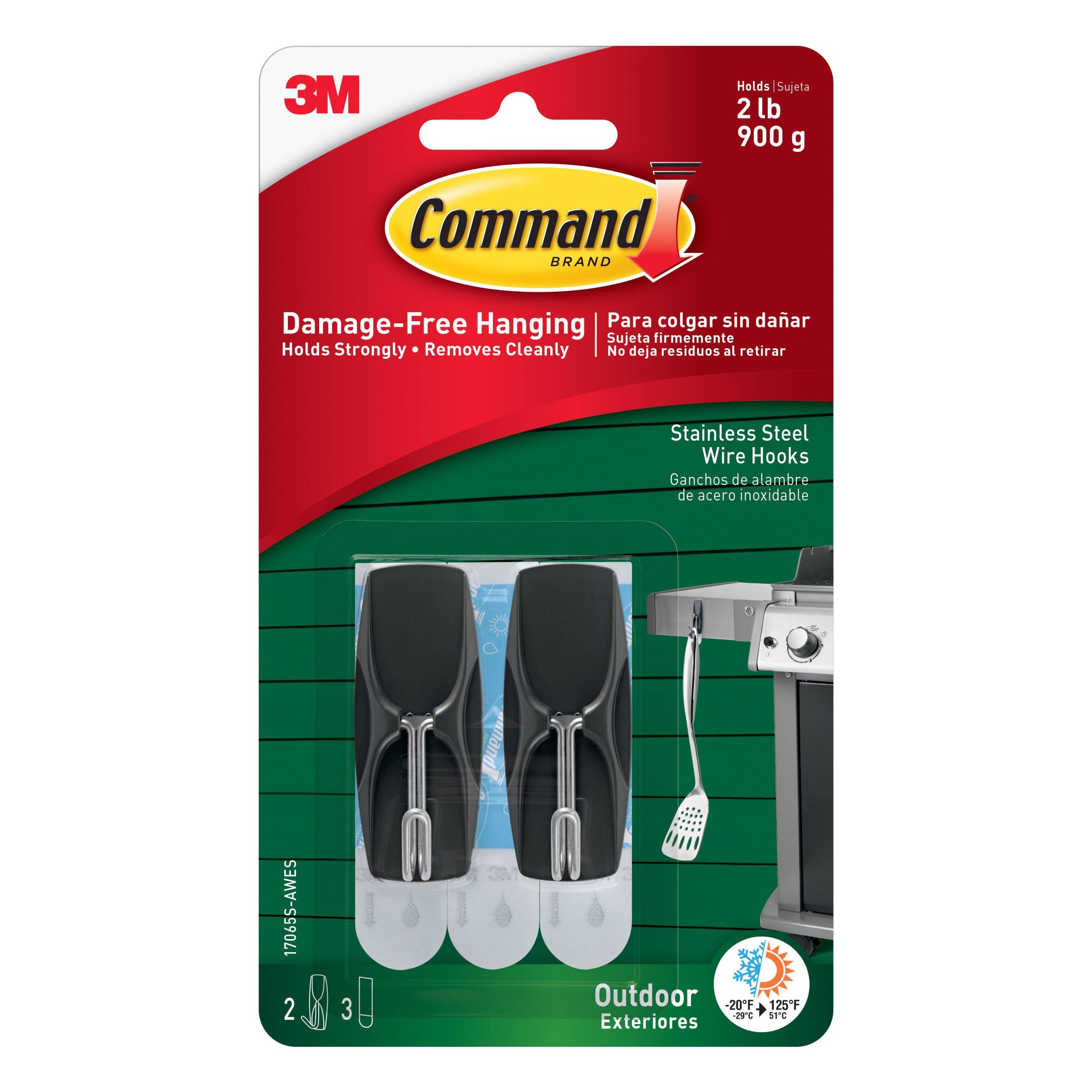 d290cb04243f5cf6838e94c6ad84ce2aefdb05664dae1e475d61bd1426b2603a.jpg Command Wire Hook, Stainless Steel, Outdoor Exterior - 2 hooks - Image 1