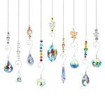Crystal Suncatchers, RIFNY Hanging Crystals Ornament Sun Catcher with Chain, 9 Pack Glass Beads Ball Prisms Pendant Rainbow Maker for Window Home