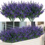 ArtBloom 16 Bundles Outdoor Artificial Lavender Fake UV Resistant No Fade Flowers Shrubs, Faux Plastic Greenery for Hanging Plants Garden Porch