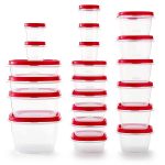 Rubbermaid Easy Find Vented Lids Food Storage Containers, Set of 21 (42 Pieces Total), Racer Red
