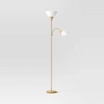 Room Essentials Torchiere with Task Light Floor Lamp - Gold - 1 Each