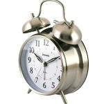 Sharp Twinbell Quartz Analog Alarm Clock, Silver