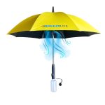 MISTERBREEZE Sun Umbrella with Fan and Mister. A Portable Misting Fan That Blocks 99.9% of All UVA and UVB Rays. Cooling for Festival, Beach and