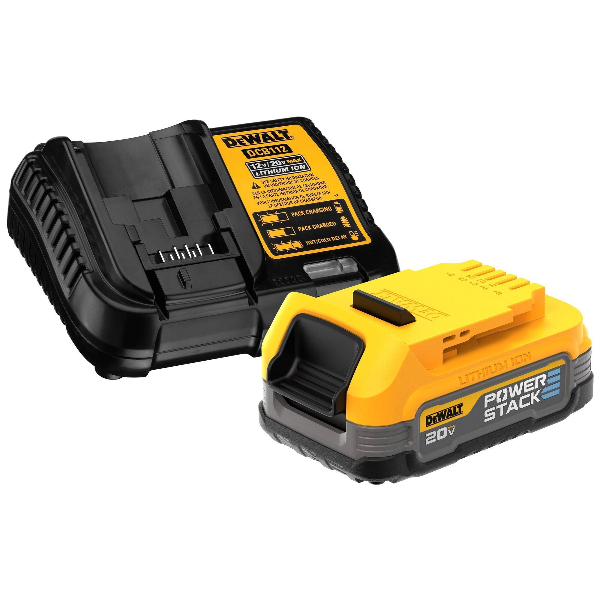 d2f590bc9401c51c875bfe888aab2eb9d8bbf0f515dac7e5c624fb48b04643fe.jpg DeWalt Powerstack 20V Max Compact Battery Charger Starter Kit - DCBP034C - Image 1
