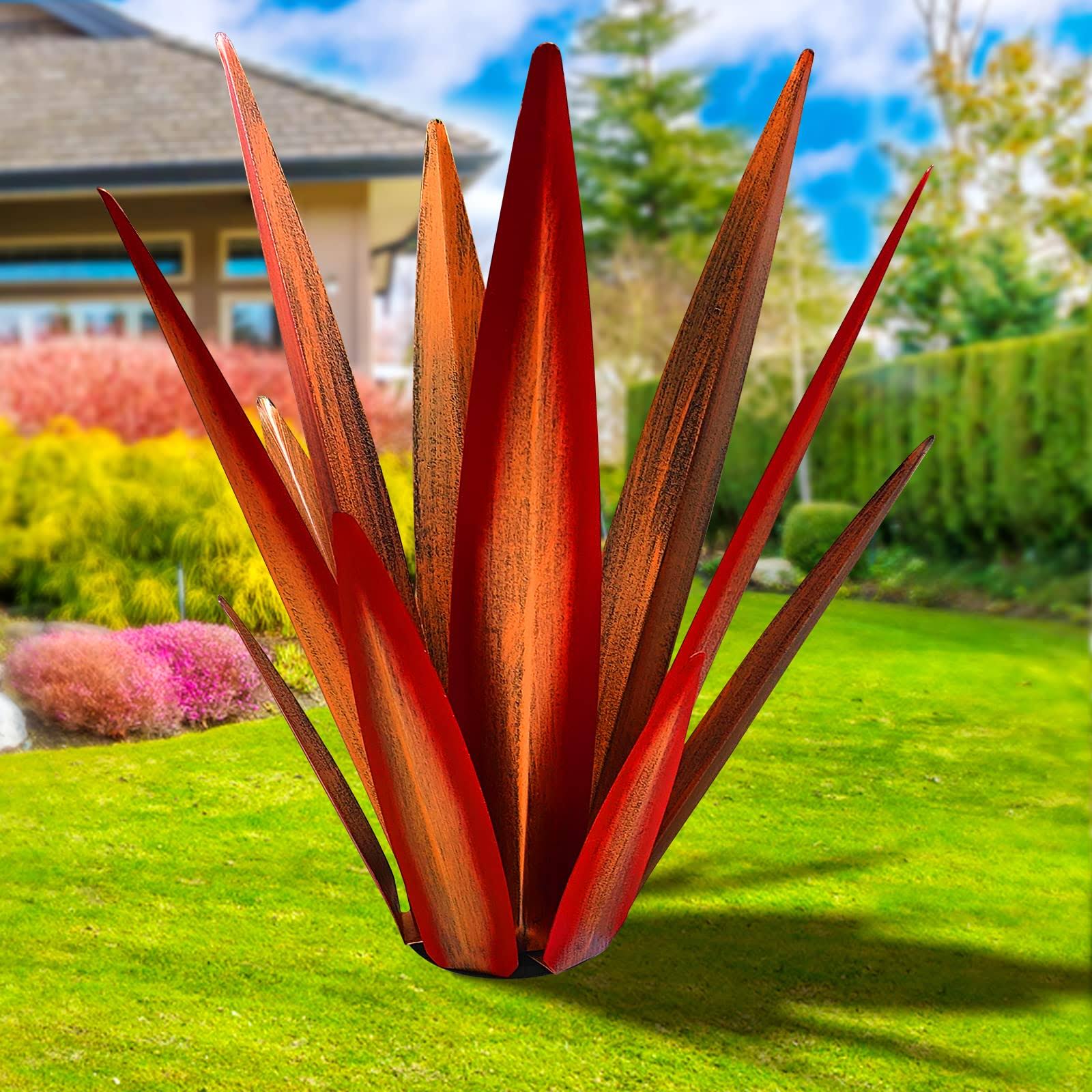 d3004f9637e4f4edc2cde1582c7723930afaf02478e3d5d2d7cfc3a7687e1347.jpg KODIBO Large Tequila Rustic Sculpture, Rustic Metal Agave Plants for Outdoor Patio Yard, Home Decor Hand Painted Garden Yard Statue, Lawn Ornaments - Image 1