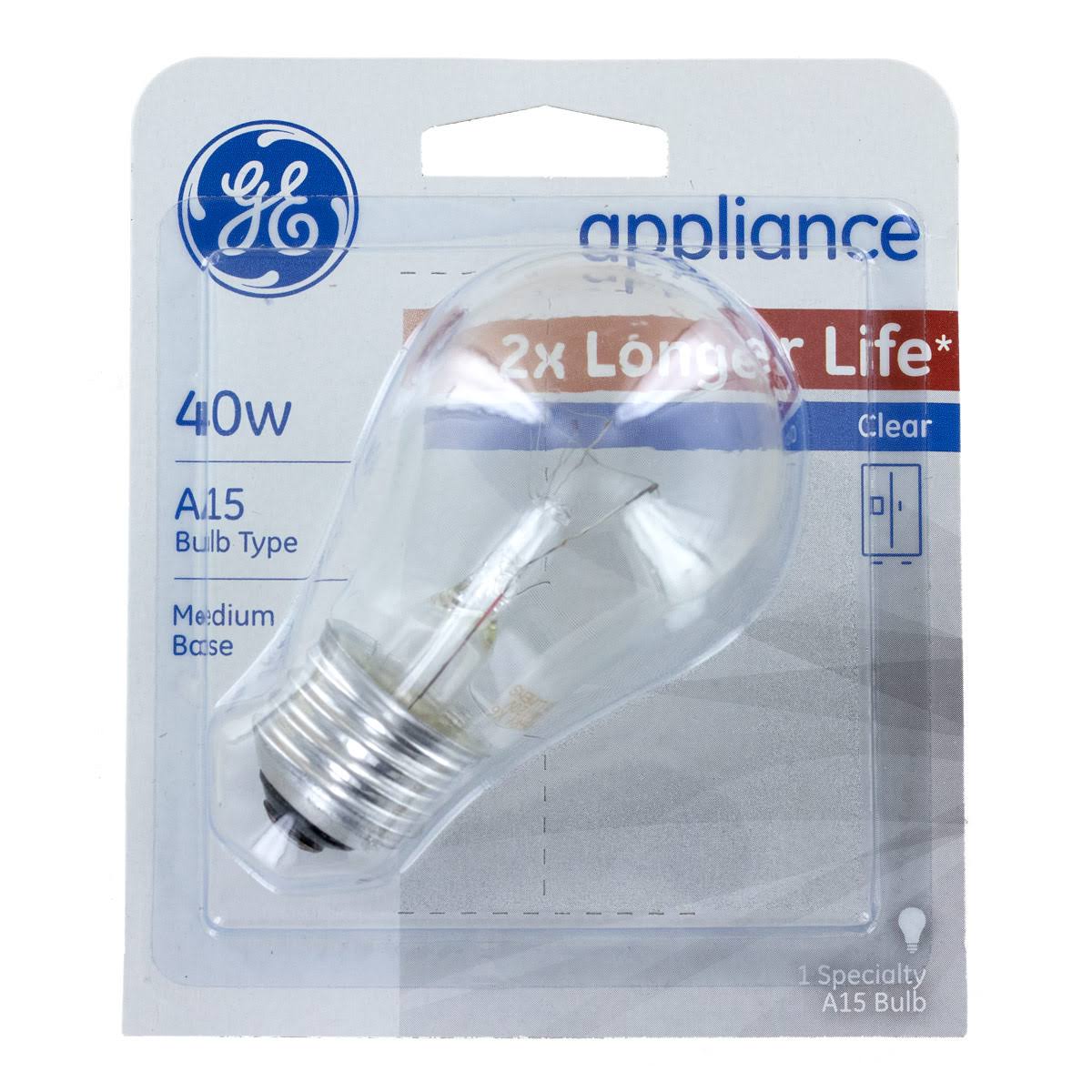 d31e286d6a18db1b8d20da257403df0eec2b703f9351919da09ef2a6ee199e58.jpg GE 40-Watt A15 Clear Medium Base Light Bulb - Image 1