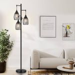 Nintiue Dimmable Floor Lamp, 3 x 800lm LED Edison Bulbs Included, Farmhouse Industrial Floor Lamp Standing Tree Lamp with Elegant Teardrop Cage Tall