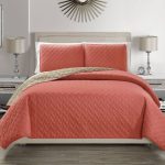 KingLinen Embossed Coral Reversible Bedspread/Quilt Set Queen