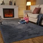 EasyJoy Area Rugs for Bedroom Living Room, 5ft x 7ft DarkGray Fluffy Carpet for Teens