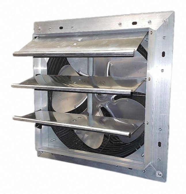 d40716b1512b7964b1e80a3925c7a744b17106246a84e748acc56d002d250e33.jpg Dayton 484x37 Shutter Mount Exhaust Fan 10 inch Variable Speed 600 CFM Size 10 in - Image 1