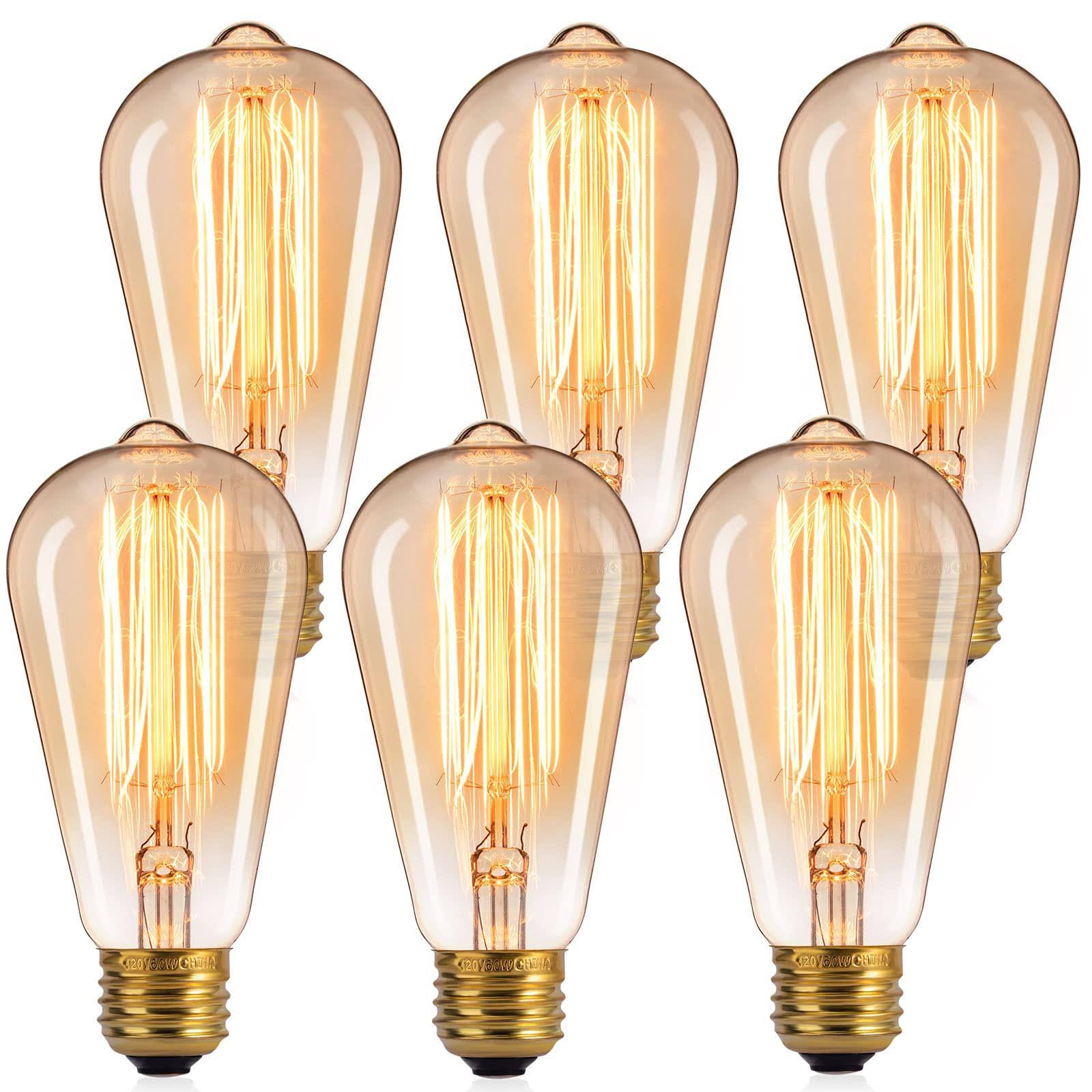 d40efacc88d465d7b19d1fedd16706d36c1233add67e8b4b830a29e4cb96ff35.jpg Brightown Edison Light Bulbs, 6pcs Vintage 60 Watt Incandescent Light Bulbs E26 Base Dimmable Decorative Antique Filament Lig - Image 1