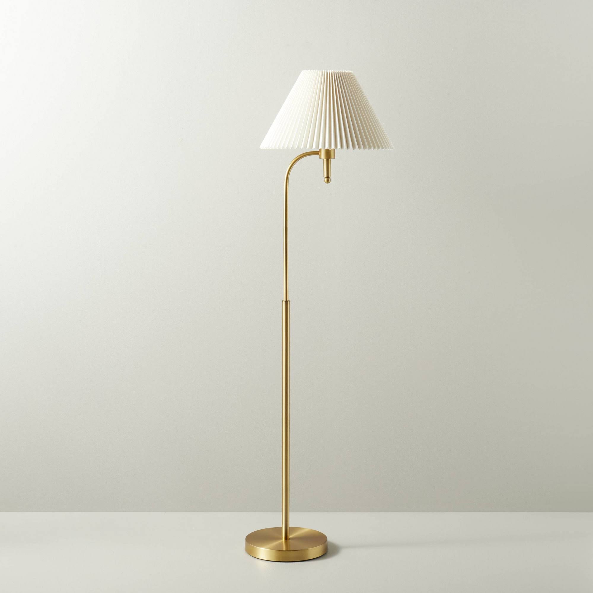 d43ad760c2811a40b3f47e97786ca227e43e012e2a43051d105a705bb6e73c74.jpg Pleated Shade Metal Floor Lamp Cream/Brass (Includes LED Light Bulb) - Hearth & Hand with Magnolia - Image 1