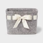 Threshold Felt Gray Basket with Ivory Velvet Ribbon | Target