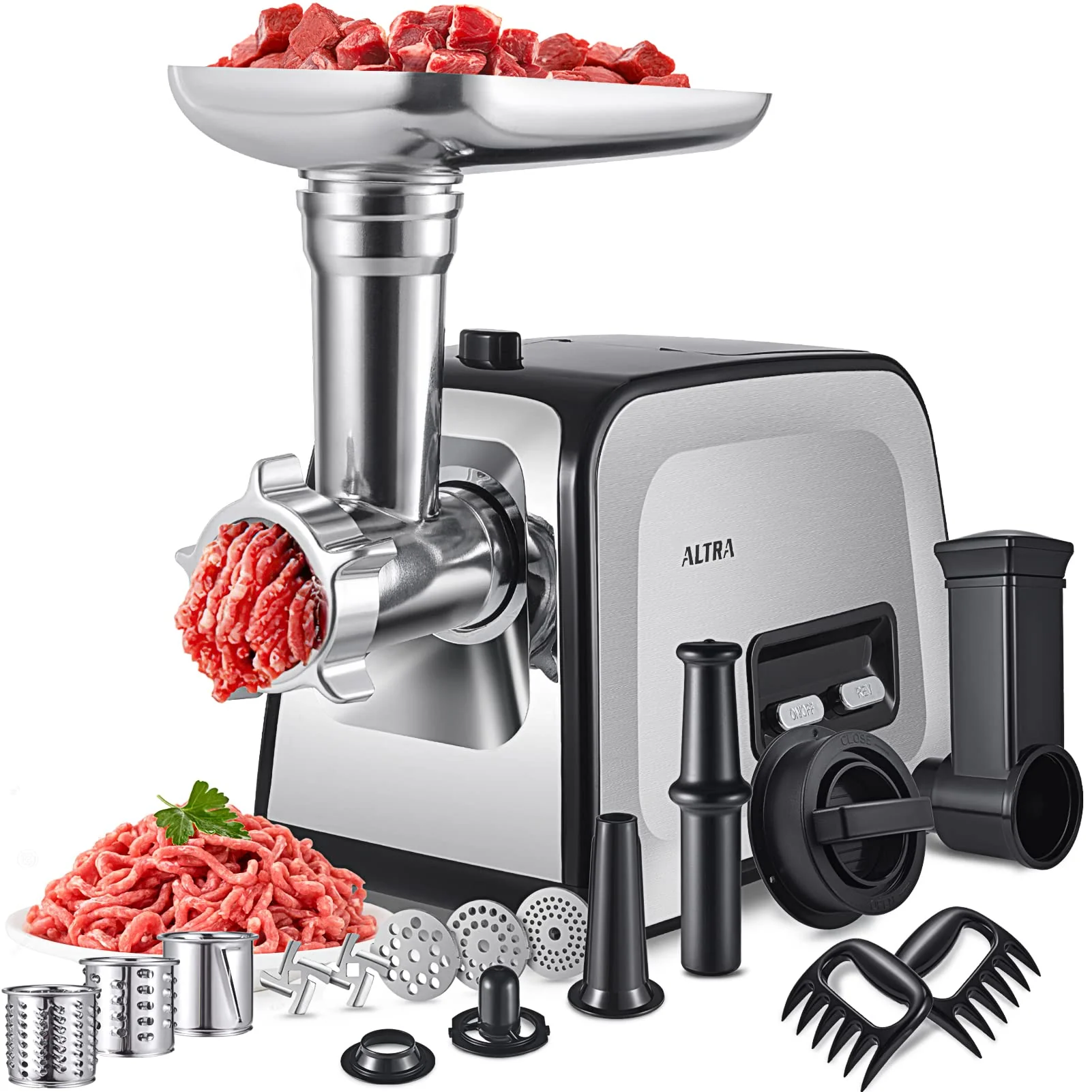 d44e29cb32755371651d5685573fae95375e55c38143bcf05c744df0b13ef552.webp ALTRA LIFE Electric Meat Grinder. Sausage Stuffer - Image 1