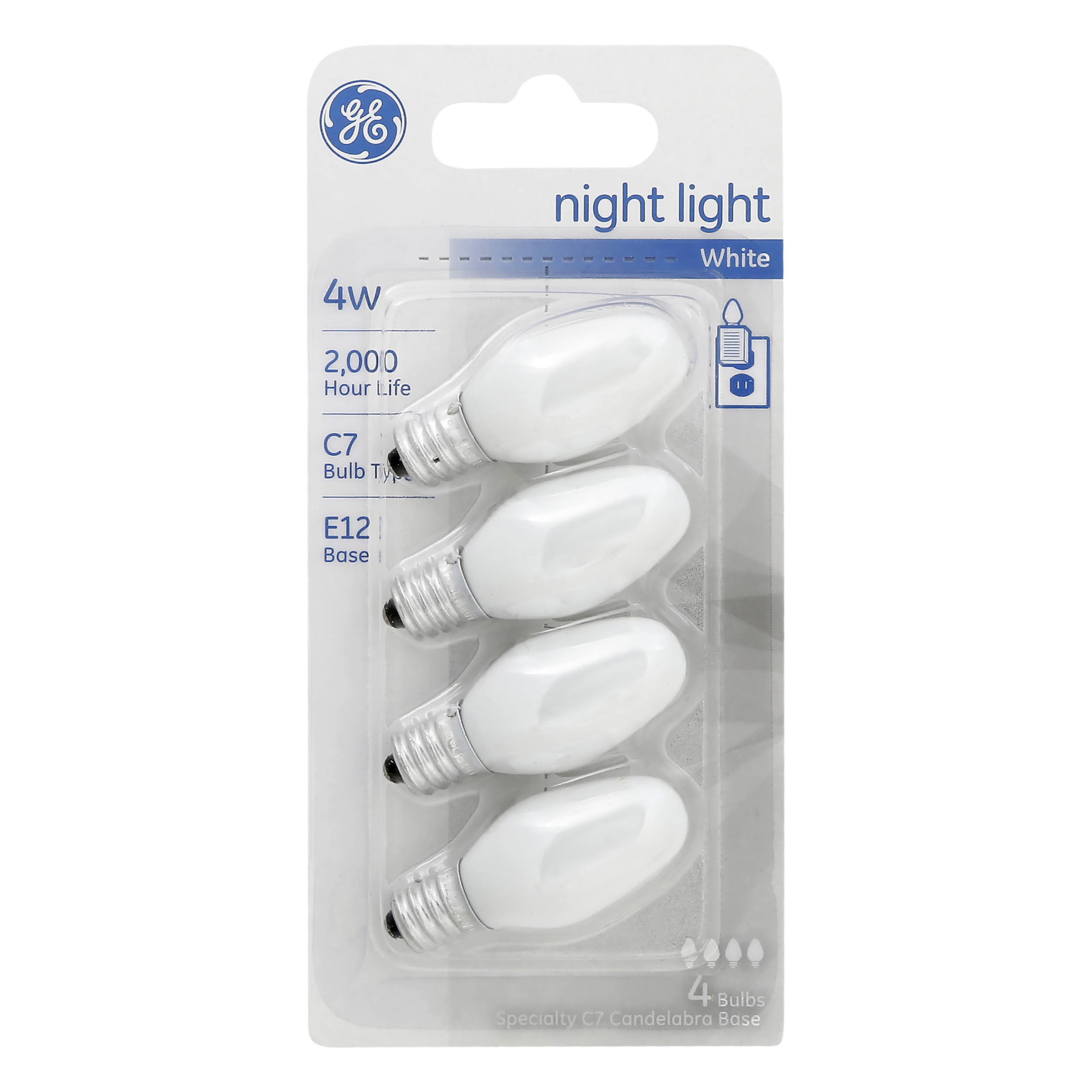 d460badc52d3d84f1c0ba5944ae288996c1a31455b3d67d1eb999cc8466d080b.jpg GE Nightlight Incandescent Light Bulb, White, 4W - 4 pack - Image 1