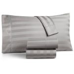 Charter Club Damask 1.5" Stripe 550 Thread Count 100% Cotton Pillowcase Pair, Standard, Created for Macy's - Smoke