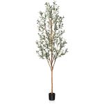 Kazeila Artificial Olive Tree 7ft Tall Faux Silk Plant for Home Office Decor Indoor Fake Potted Tree with Natural Wood Trunk and Lifelike Fruits
