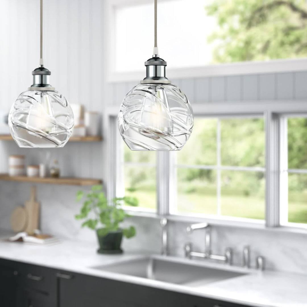 d4beffd7dd3b6c606e249480e00f20bedda9820a77313e7931482d75ffd8933e.jpg Aanya 1 - Light Single Globe Pendant Beachcrest Home Finish: White and Polished Chrome, Bulb Type: No Bulb Included - Image 1