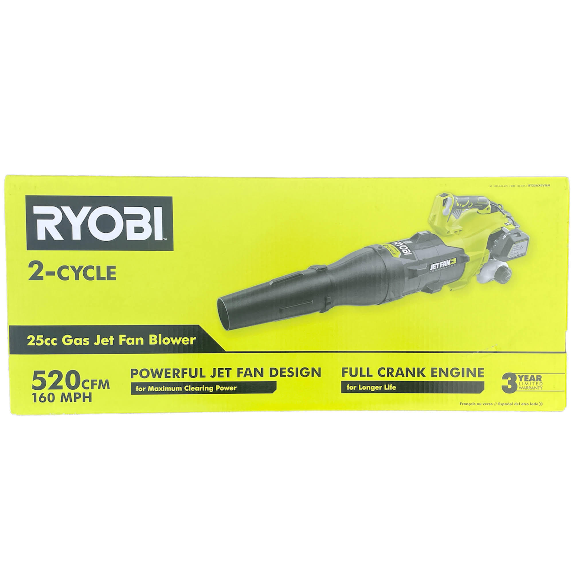 d4c415d4b088ce81bbbaf01a5da046766d9311c70735aa7f16e9972c850661c7.jpg Ryobi 160 MPH 520 CFM 25cc Gas Jet Fan Blower - Image 1