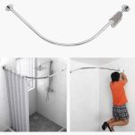Tanxih Corner Shower Curtain Rod Adjustable 304 Stainless Steel Stretchable L Shaped Rack Drill Free Install for Bathroom, Bathtub, Clothing Store,