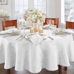 Elrene Home Fashions Caiden Elegance Damask Tablecloth, 90" Round, White