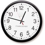 Charles Leonard Wall Clock 14 inch Thinline Quartz with 12 inch Dial Black/White (76820)