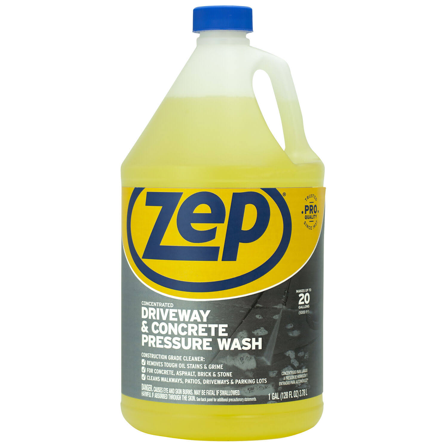 d543b45f186f0a0afb370f70a23299d137b7029e5a8122cf7c05f8ccbbdc886c.jpg Zep Zubmc128 1-Gallon Driveway and Concrete Pressure Wash Cleaner - Image 1