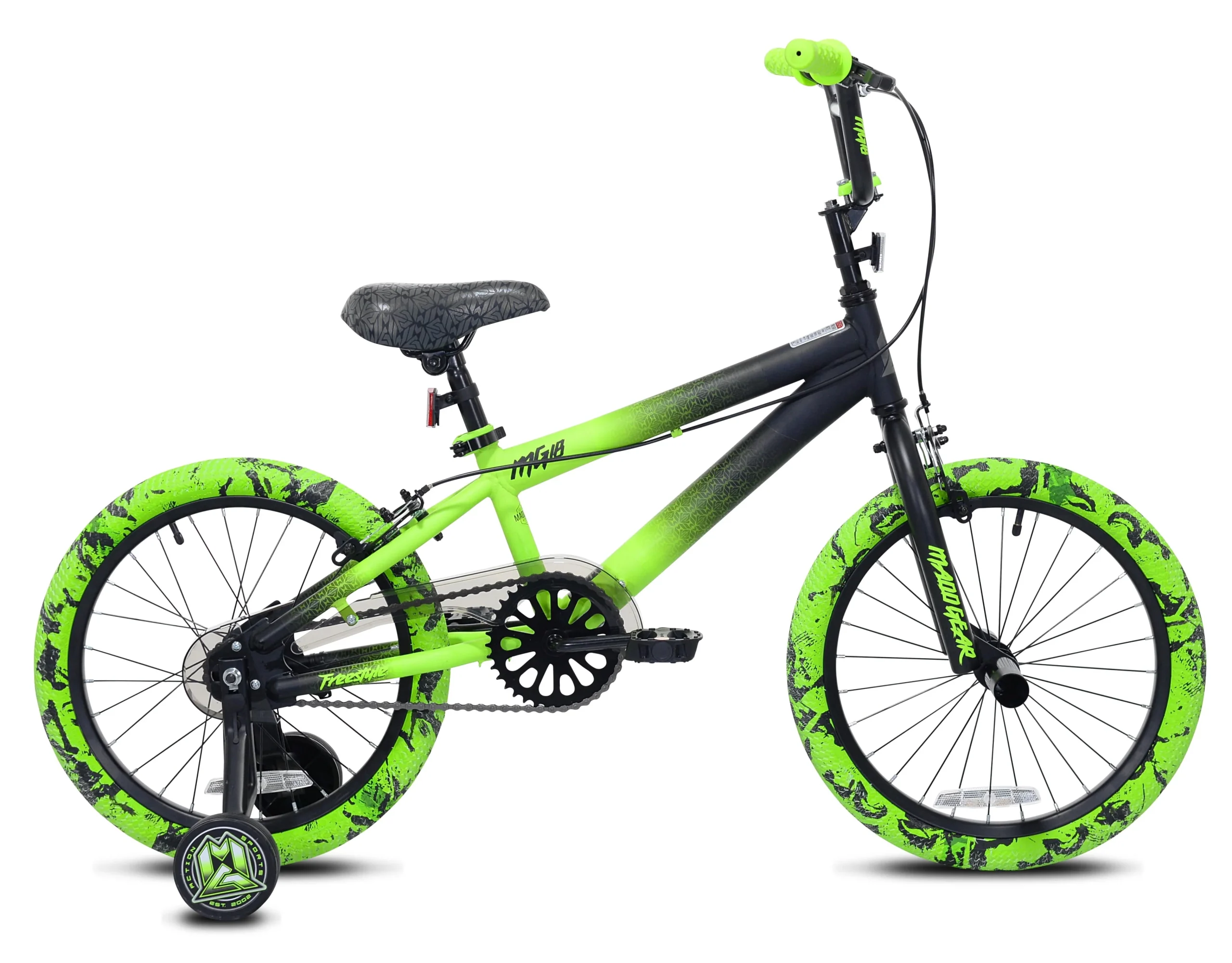 d550447b1f3f7f71a63d0acd2149e2bdb89f0b1452cda216367d20ab0c772bb2.webp Kent Bicycles 18" Madd Gear MG18 BMX Boy'S Child Bike, Black and Green - Image 1