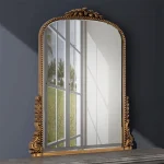 Traditional Baroque Arch Wall Mirror Antique Gold Mirror Wall Decor for Living Room Home 31.5" x 23.6''