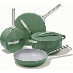 Caraway Nonstick Ceramic Cookware Set (12 Piece) Pots Pans Lids and Kitchen Storage - Non Toxic PTFE & PFOA Free - Oven Safe & Compatible with All