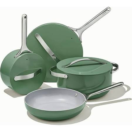 d5757fcb04b6d0c209bf10a309ab7dc64c2027cf8cdf9e30185e22221fa46c6e.jpg Caraway Nonstick Ceramic Cookware Set (12 Piece) Pots Pans Lids and Kitchen Storage - Non Toxic PTFE & PFOA Free - Oven Safe & Compatible with All - Image 1