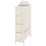 mDesign Narrow Dresser Storage Organizer Tower, 4 Drawers, Beige Over