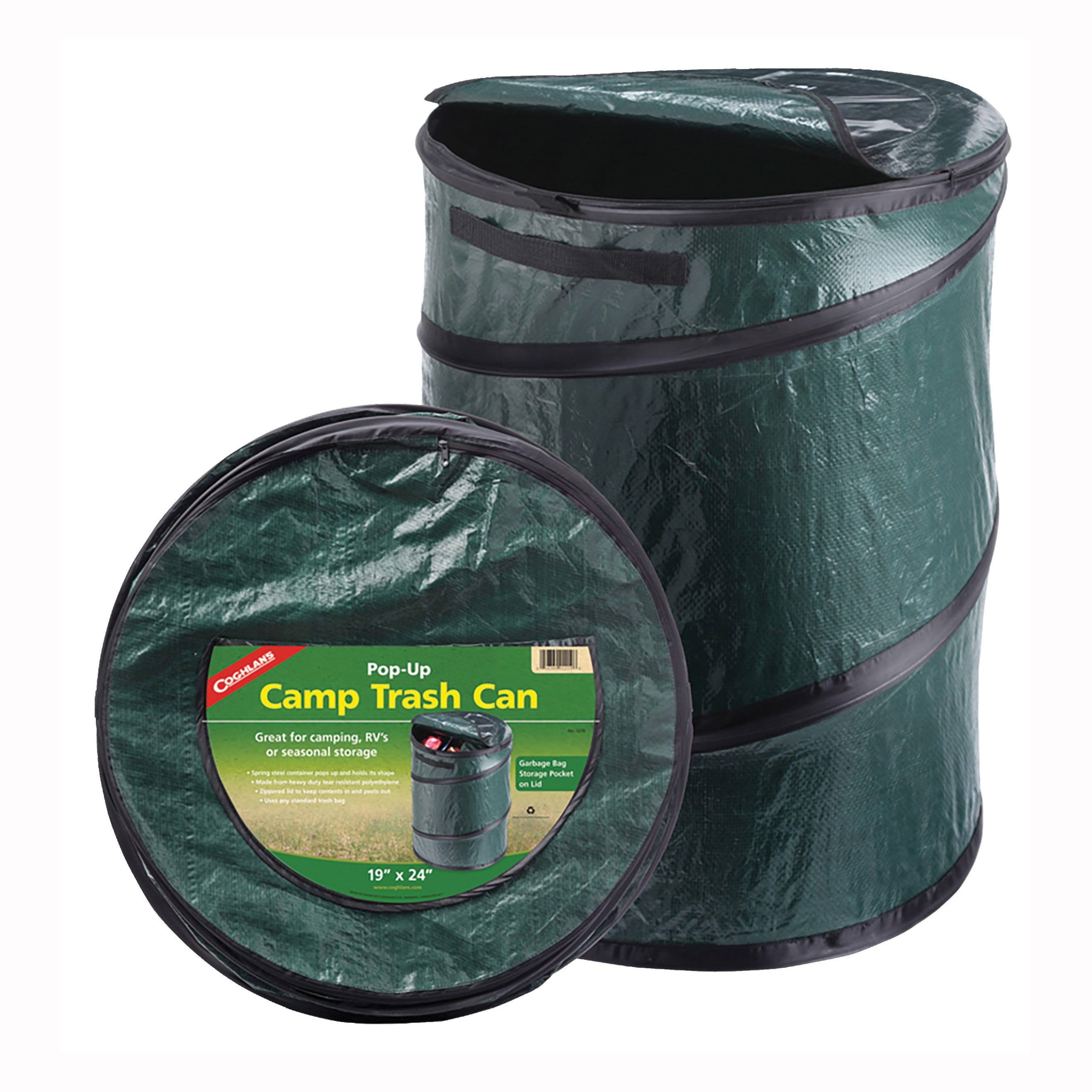 Coghlans Pop-Up Trash Can, Size: Diameter x 24, Green