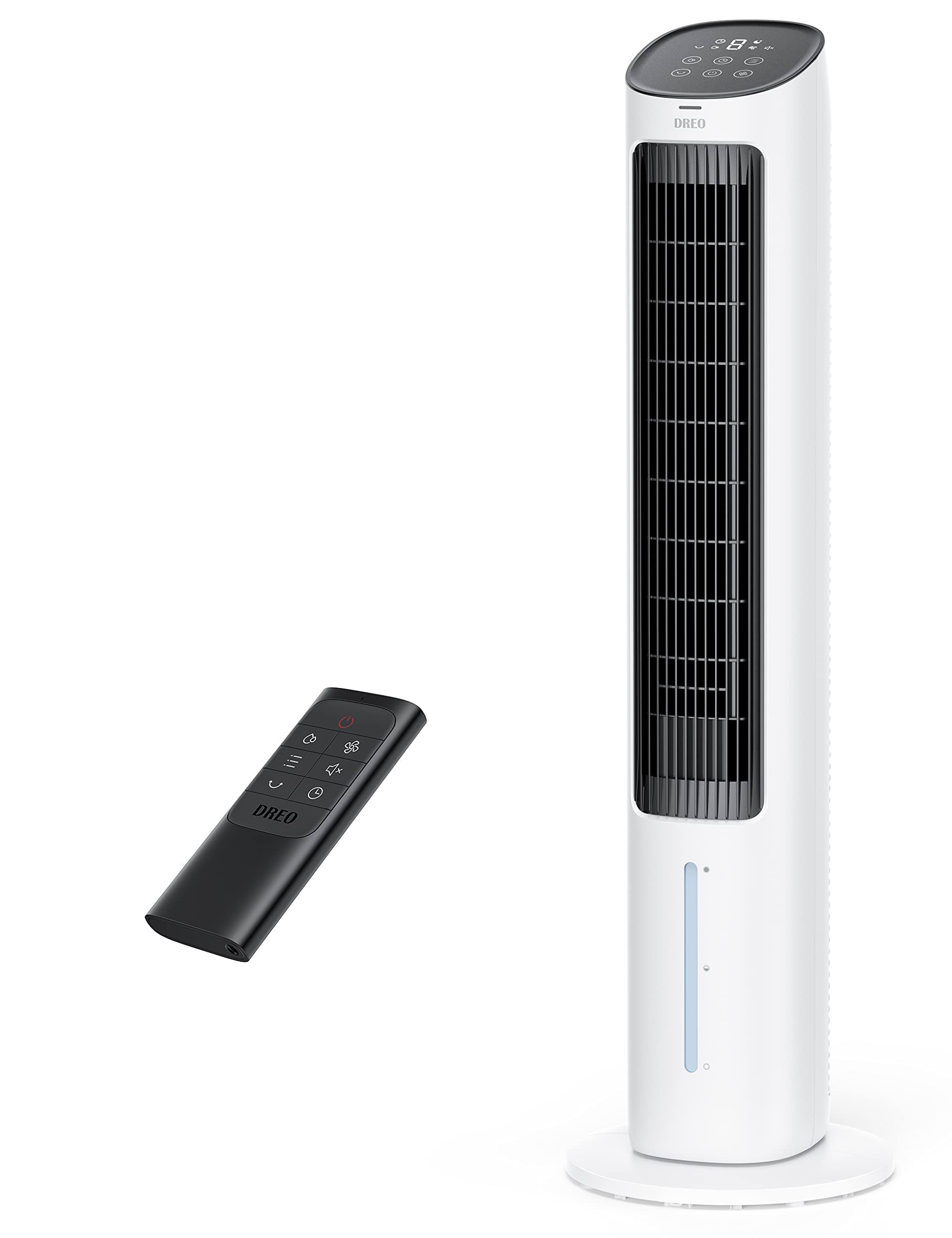 d5c1e13d7caad202577142602ff59c2912d0b2d062e0ca7ab39d455c8bb35eed.jpg Dreo Cooling Fans That Blow Cold Air, 40" Evaporative Air Cooler, 2023 Upgrade Tower Fan for Bedroom with 80�� Oscillating, Ice Packs, Remote Control - Image 1