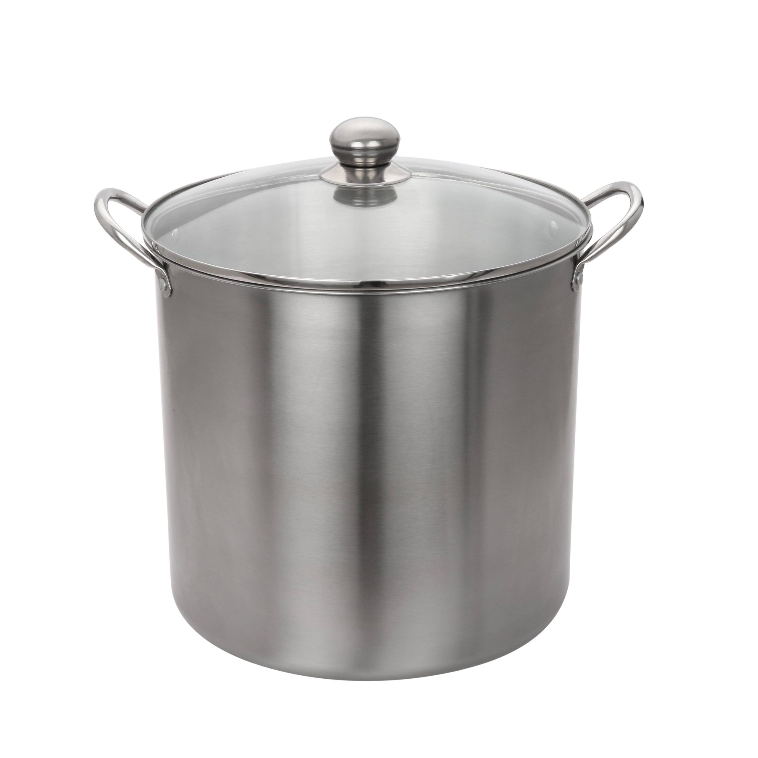d5c538315d2374f70489c0c2738956053e7adb8ec9858a09e5d286151f65a115.jpg Mainstays Stainless Steel Multi Use Food Canner with Tempered Glass Lid - 21.5 qt - Image 1