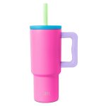 Simple Modern Kids 24 oz Tumbler with Handle and Silicone Straw Lid | Spill Proof and Leak Resistant | Reusable Stainless Steel Bottle | Gift for