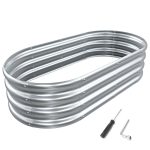 Mofeez Galvanized Raised Garden Bed Kit, 4x2x1 ft Galvanized Planter Raised Beds, Oval Large Metal Raised Garden Beds Outdoor for Vegetables,