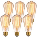 Brightown Edison Light Bulbs 6pcs Vintage 60 Watt Incandescent Light Bulbs E26 Base Dimmable Decorative Antique Filament Light Bulbs 252 Lumens Amber