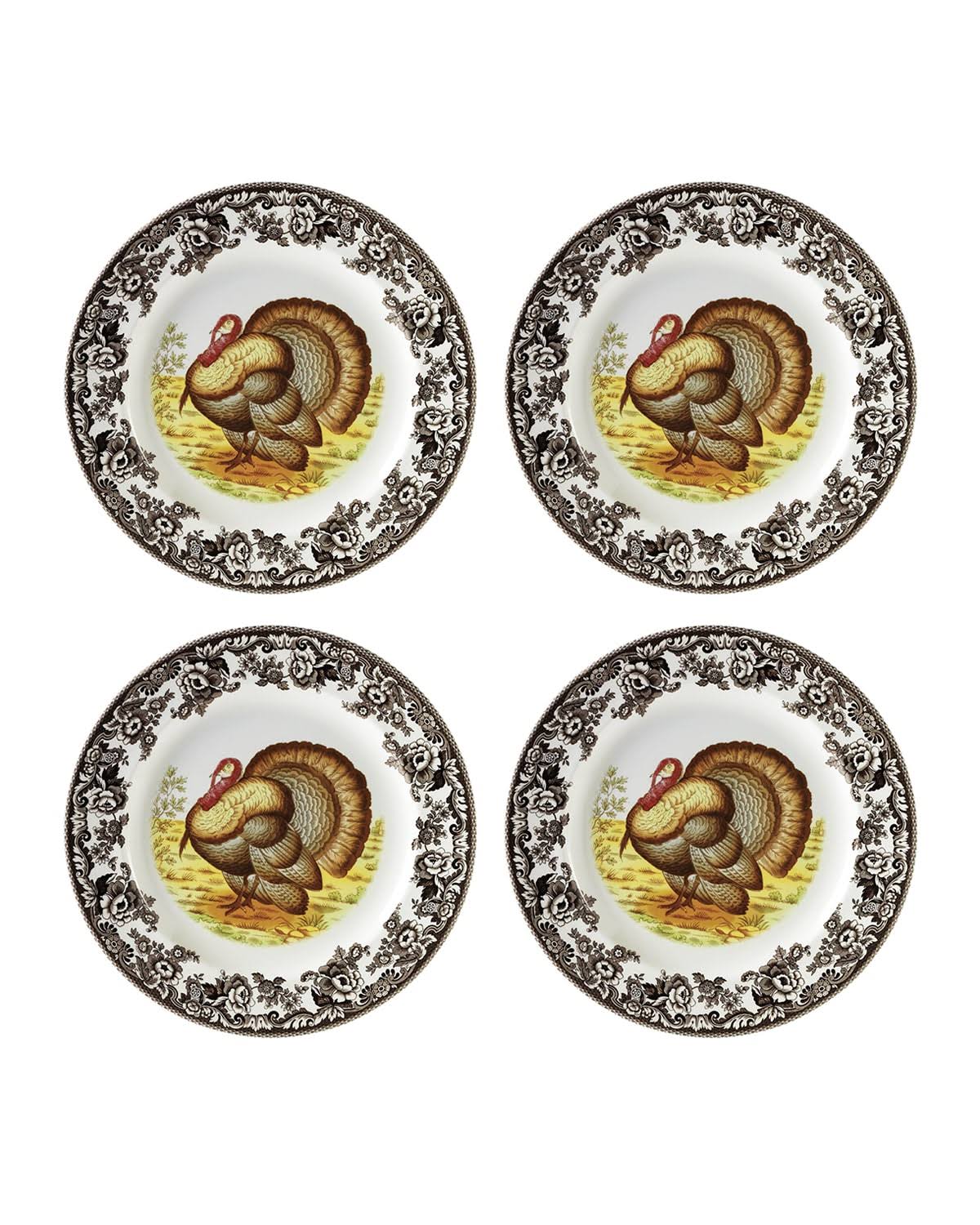d5ff084f6f70e870705393c98a1ad45c0e40653556c887b80c788c54b0d860c2.jpg Spode Woodland Turkey Salad Plates - Set of 4, Brown - Image 1