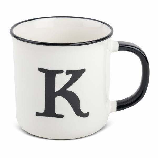 d6069410d7b6574ca395058ceb21f0fa42f1fff00e3bef49101a05322e88c708.jpg Thyme & Table Monogram K Stoneware Coffee Mug 16oz, White - Image 1
